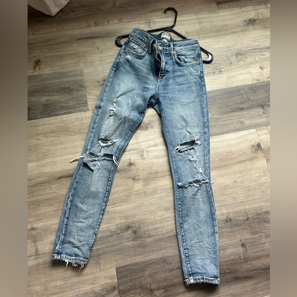 Agolde Light Blue Distressed Skinny Jeans